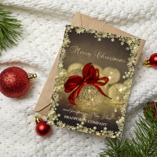 Elegante Weihnachtskugeln Rote Schleife Sterne Fir Feiertagskarte
