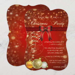 Elegante Weihnachtskugeln, Schleife Firmenparty Einladung