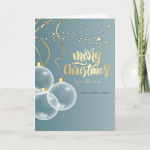 Elegante Weihnachtskugeln, Sterne Blaue Weihnachte Feiertagskarte