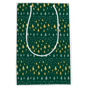 Elegante Weihnachtslandschaft mit goldenen Bäumen Mittlere Geschenktüte