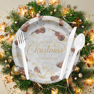 Elegante Weihnachtsmusik Violin Pappteller