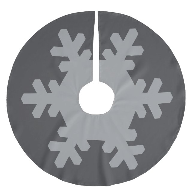 Elegante Weihnachtsmuster mit Schneeflocken in Gra Polyester Weihnachtsbaumdecke (Vorderseite)