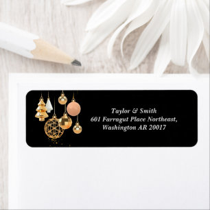 Elegante Weihnachtsornamente-Rücksende-Adresse-Eti