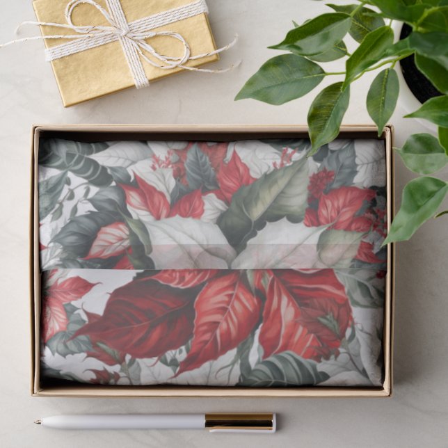Elegante Weihnachtspoinsettien  Seidenpapier (Geschenk)