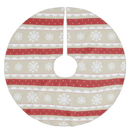 Elegante Weihnachtsschneeflocken Rote Polka Dot Mu Polyester Weihnachtsbaumdecke