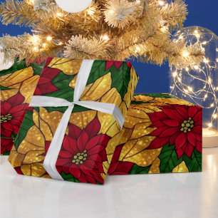 Elegante Weihnachtsstern-Glasmalerei zum Weihnacht Geschenkpapier