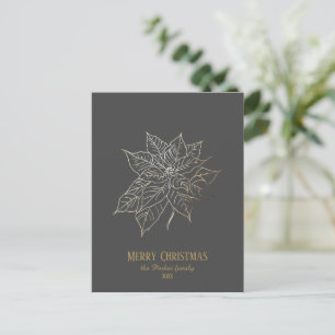 Elegante Weihnachtsstern mit Goldumrandung auf dun Feiertagspostkarte