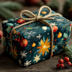 Elegante Weihnachtsstern-Ornamente Winter Botanisc Geschenkpapier