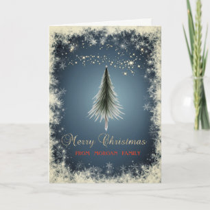 Elegante Weihnachtstanne, Schneeflocken Feiertagskarte
