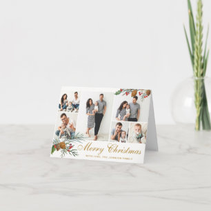 Elegante Weihnachtstanne Zapfen 6 Foto Grußkarte Feiertagskarte