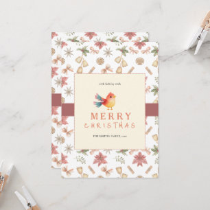 Elegante Weihnachtsvogel-Weihnachtsgrußkarte Einladung