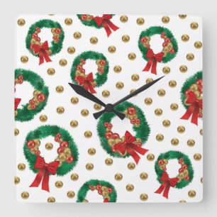 Elegante Weihnachtswanduhr – Festliche Winterzeit Quadratische Wanduhr