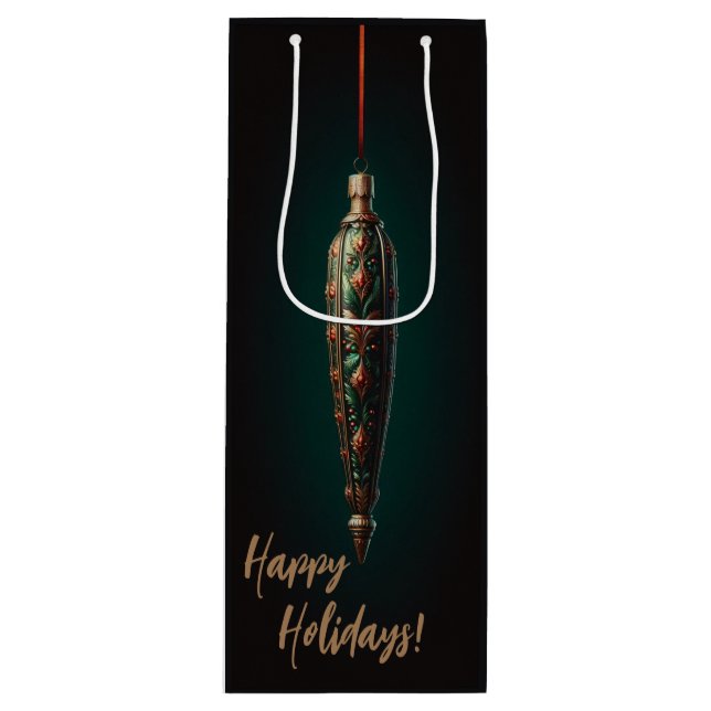 Elegante Weihnachtswein Geschenktasche Geschenktüte Für Weinflaschen (Vorderseite)