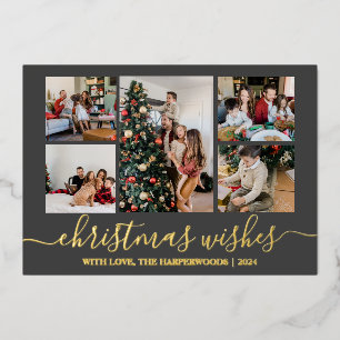 Elegante Weihnachtswünsche Familienfoto Collage Folien Feiertagskarte