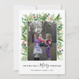 Elegante Weihnachtszweige Berries 2 Foto Feiertagskarte