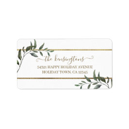 Elegante Weihnachtszweige Gold Foil Holiday Label Adressaufkleber
