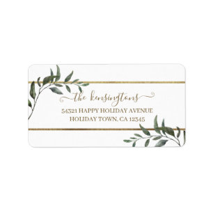 Elegante Weihnachtszweige Gold Foil Holiday Label Adressaufkleber