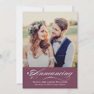Elegante Wein-Schrift Hochzeitsfoto-Hochzeit Ankündigung