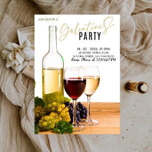 Elegante Weingläser Galentine's-Party Einladung