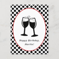 Elegante Weingläser Gerahmt Polka Dot Birthday Pos