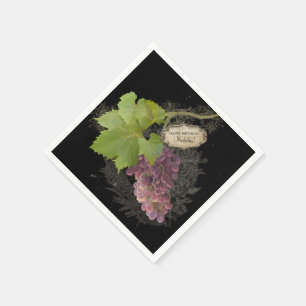 Elegante Weinkarte Geburtstagsparty Personalisiert Serviette