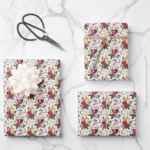 Elegante Weinkerzen im Fliesenmuster Geschenkpapier Set