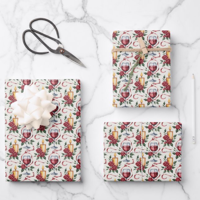 Elegante Weinkerzen im Fliesenmuster  Geschenkpapier Set (Vorderseite)