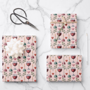 Elegante Weinkerzen im Fliesenmuster Geschenkpapier Set