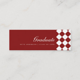 Elegante Weinrote Karierte Abschluss-Name-Karte Mini Visitenkarte