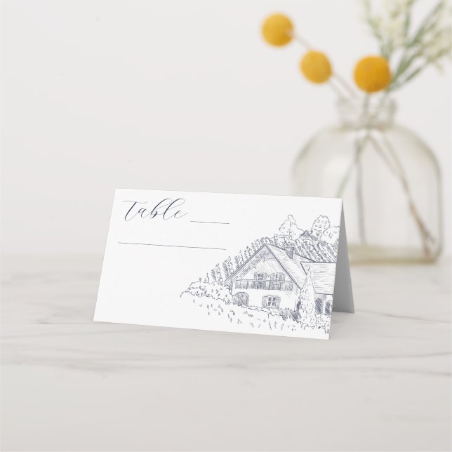 Elegante Weinroute Hochzeit in Urlaubsort Platzkarte (Vorderseite)