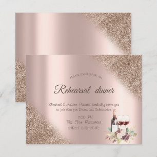 Elegante Weintrauben Rose Gold Glitter Einladung