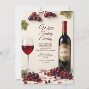 Elegante Weinverkostungsparty-Einladung mit QR-Cod Einladung