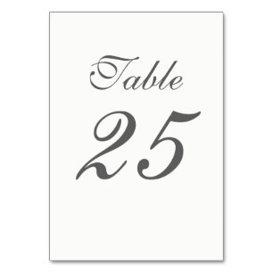 Elegante weiß-graue Zahlen Tischnummer