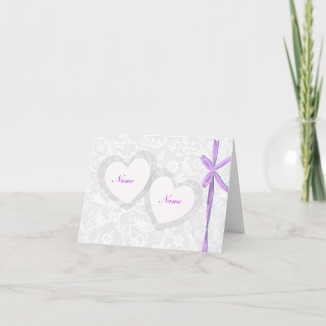 ELEGANTE WEISS- UND LAVENDER WEDING NOTECARDS KARTE (Vorderseite)