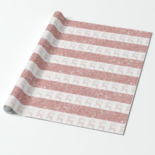 Elegante Weiß und Rose Gold Glitzer Weihnachtsrü Geschenkpapier