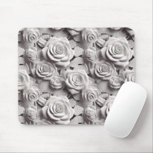 Elegante weiße 3D-Blume Mousepad