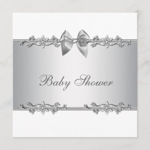 Elegante weiße Babyshower-Einladungen Einladung