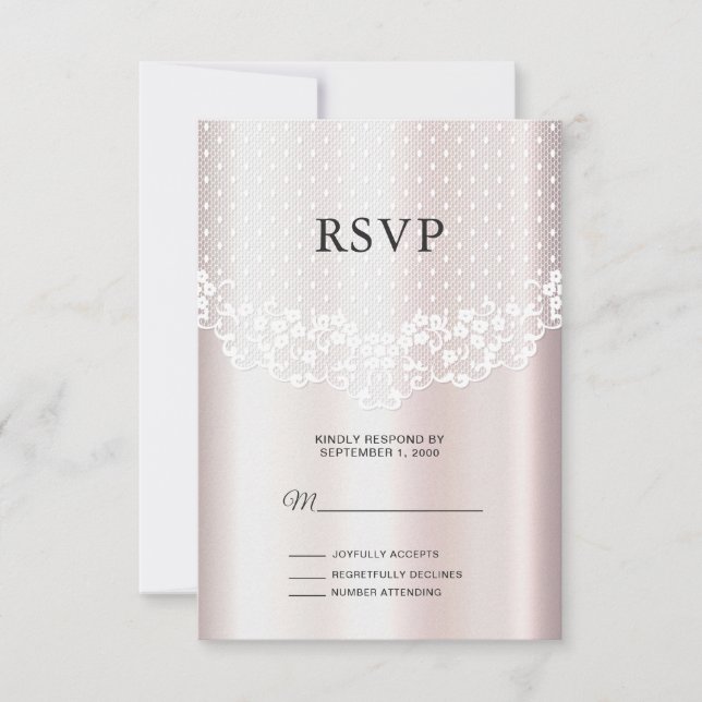 Elegante weiße, bläserne RSVP-Karte RSVP Karte (Vorderseite)
