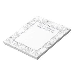 Elegante weiße Bleistift-Hand gezeichnete Blumen v Notizblock