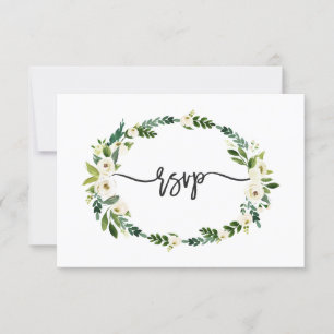 Elegante weiße blühende Floral-Handschrift RSVP Karte