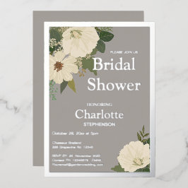 Elegante weiße Blume Brautparty neutral und F Folieneinladung