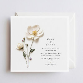 Elegante weiße Blume I Square Minimalistisch Weddi Dankeskarte