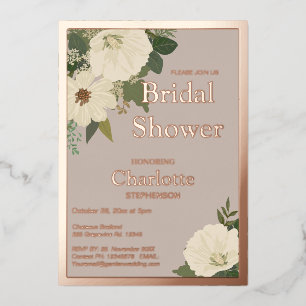 Elegante weiße Blumen Brautparty Neutral und  Folieneinladung