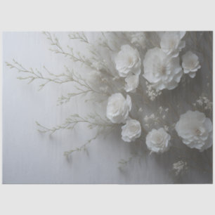 Elegante weiße Blumen Decoupage Seidenpapier