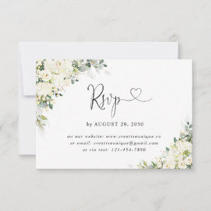 Elegante weiße Blumen Hochzeit Online-RSVP-Karte RSVP Karte