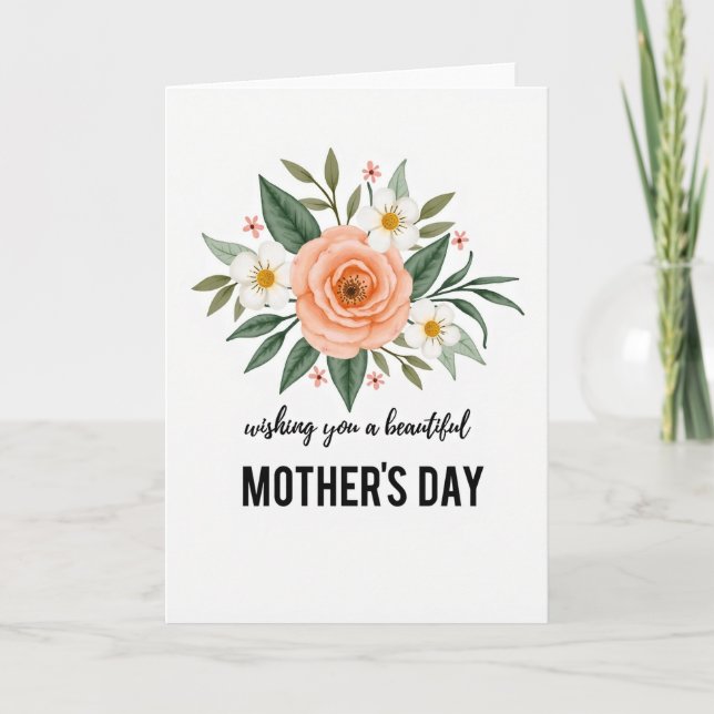 Elegante weiße Blumen Muttertagskarte Karte (Vorderseite)