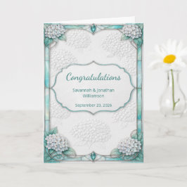 Elegante weiße Blumen Teal Hochzeit Herzlichen Glü Karte