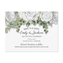 Elegante weiße Blumengrün Hochzeitstag Gerettet