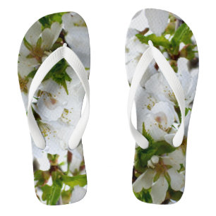 Elegante weiße Blütenblüten-Foto Flip Flops
