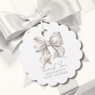 Elegante weiße Bogen-Baby-Party Geschenkanhänger